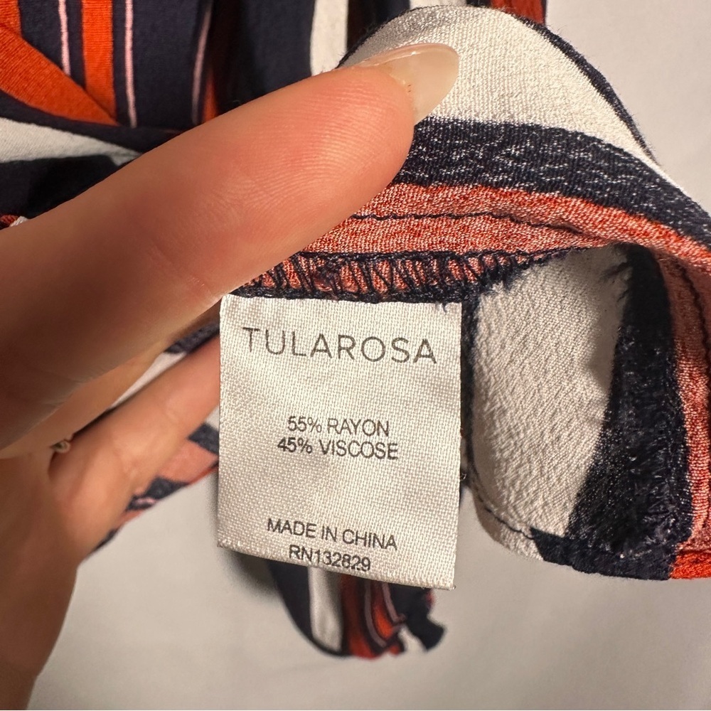 Tularosa Nala Stripe Lace Up Ruffle Blouse Revolve Resort Vacationcore Medium - Picture 8 of 15